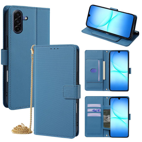 Samsung Galaxy A17 5G Crossbody Chain Triangle Leather Phone Case - Blue