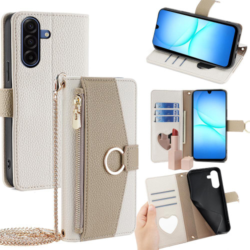 Samsung Galaxy A17 5G Crossbody Litchi Texture Leather Phone Case - White