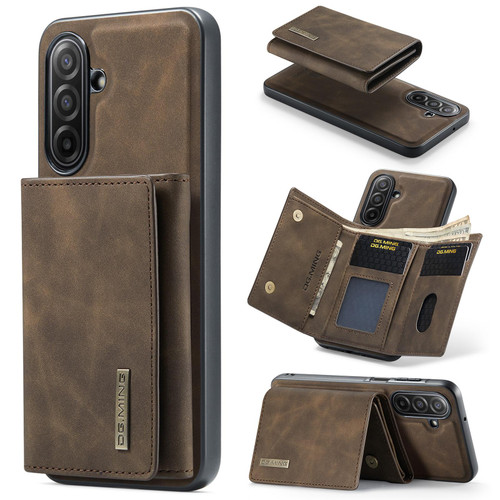 Samsung Galaxy A17 5G DG.MING M1 Series 3-Fold Multi Card Wallet + Magnetic Phone Case - Coffee