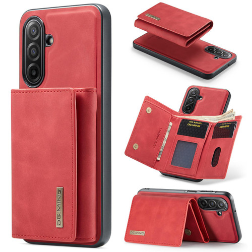 Samsung Galaxy A17 5G DG.MING M1 Series 3-Fold Multi Card Wallet + Magnetic Phone Case - Red