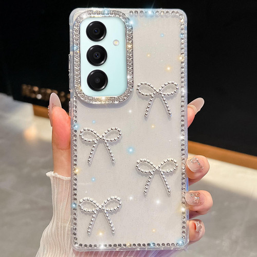 Samsung Galaxy A17 5G Diamond Glitter Bow-knot Four-Corner Shockproof Phone Case - Transparent