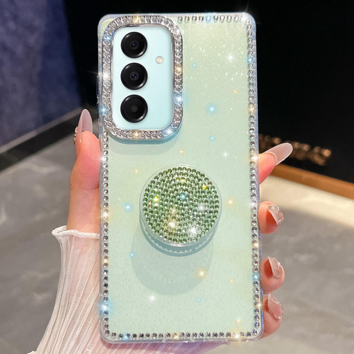 Samsung Galaxy A17 5G Diamond Glitter Diamond Round Holder Phone Case - Light Green