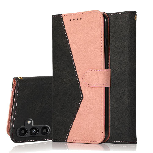 Samsung Galaxy A17 5G Dual-color Stitching Leather Phone Case - Black Rose Gold