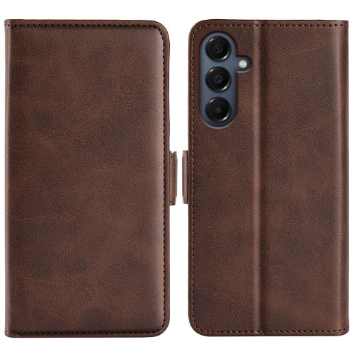 Samsung Galaxy A17 5G Dual-side Magnetic Buckle Horizontal Flip Leather Phone Case - Brown