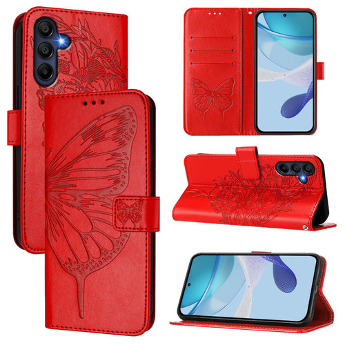 Samsung Galaxy A17 5G Embossed Butterfly Leather Phone Case - Red