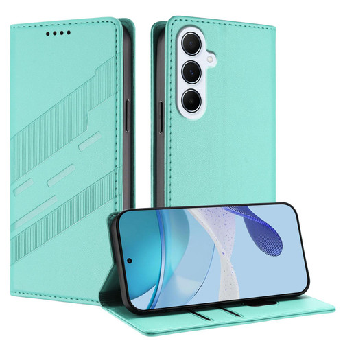 Samsung Galaxy A17 5G Embossed Multi-functional Wallet Retro Leather Phone Case - Mint Green