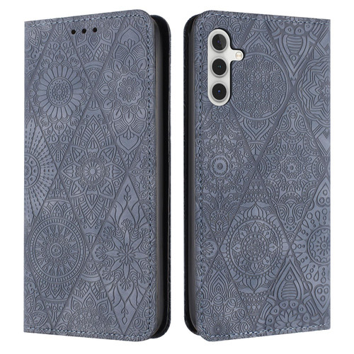 Samsung Galaxy A17 5G Ethnic Embossed Adsorption Leather Phone Case - Grey