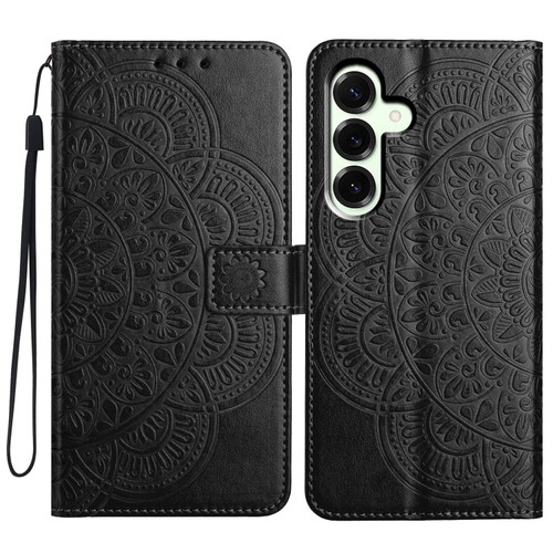 Samsung Galaxy A17 5G Flower Embossed Leather Phone Case - Black