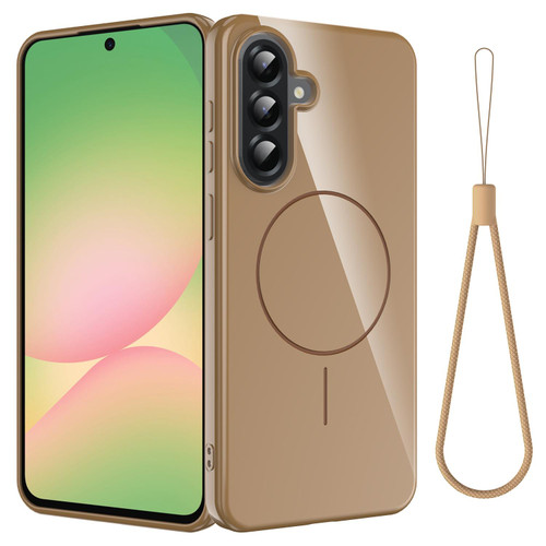 Samsung Galaxy A17 5G Glossy TPU Shockproof MagSafe Phone Case with Lanyard - Gold