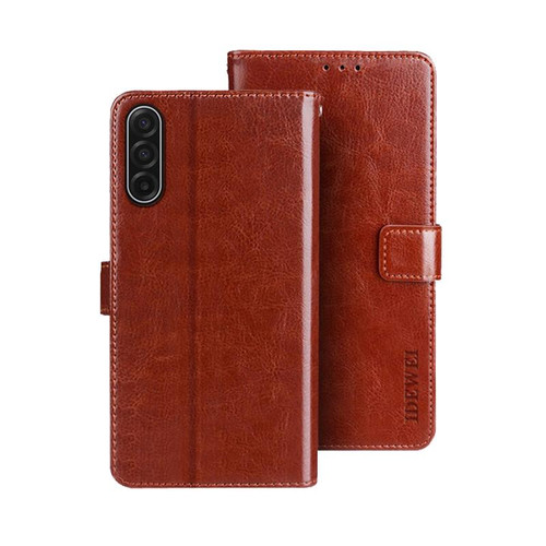 Samsung Galaxy A17 5G idewei Crazy Horse Texture Leather Phone Case - Brown