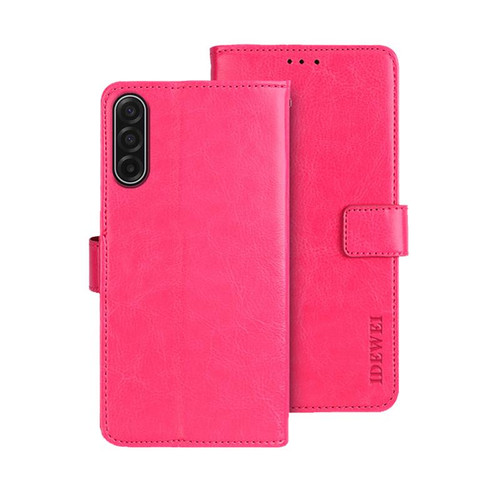 Samsung Galaxy A17 5G idewei Crazy Horse Texture Leather Phone Case - Rose Red