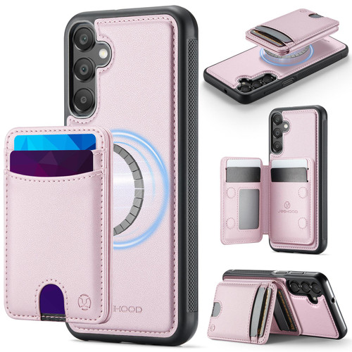 Samsung Galaxy A17 5G JEEHOOD J10 Flip Card Bag MagSafe Split RFID Leather Phone Case - Pink