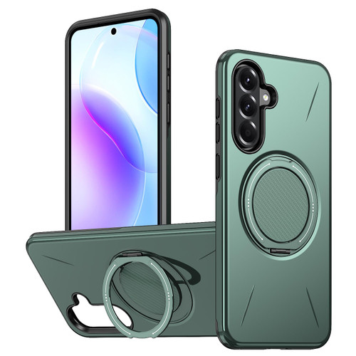 Samsung Galaxy A17 5G Kalebol Magnetic MagSafe Rotation Holder PC Phone Case - Grey Green