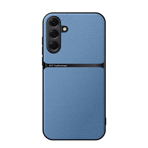 Samsung Galaxy A17 5G Litchi Leather Magnetic Full Coverage Shockproof Phone Case - Blue