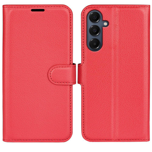 Samsung Galaxy A17 5G Litchi Texture Horizontal Flip Leather Phone Case with Holder - Red