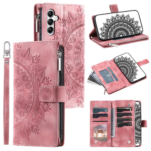 Samsung Galaxy A17 5G Multi-Card Totem Zipper Leather Phone Case - Pink