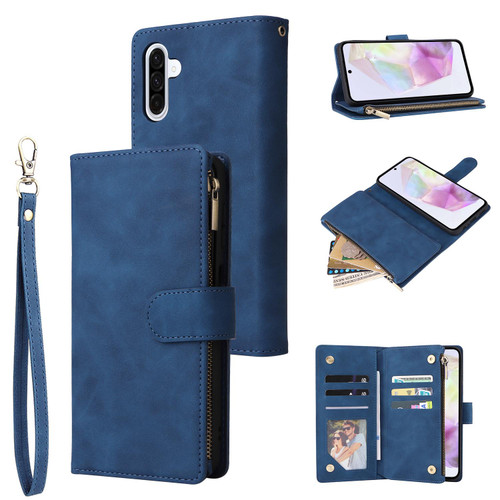 Samsung Galaxy A17 5G Multifunctional Frosted Zipper Wallet Leather Phone Case - Blue