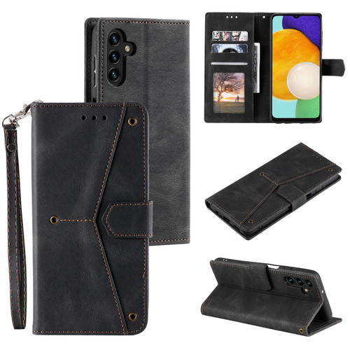 Samsung Galaxy A17 5G Nail Skin Feel Stitching Calf Texture Leather Phone Case - Black