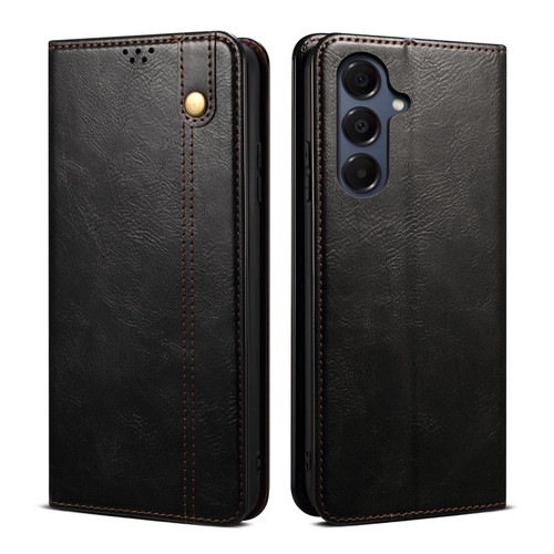 Samsung Galaxy A17 5G Oil Wax Crazy Horse Texture Leather Phone Case - Black