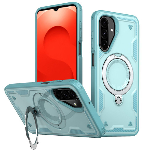 Samsung Galaxy A17 5G PC Hybrid TPU Armor MagSafe Ring Holder Phone Case - Light Blue