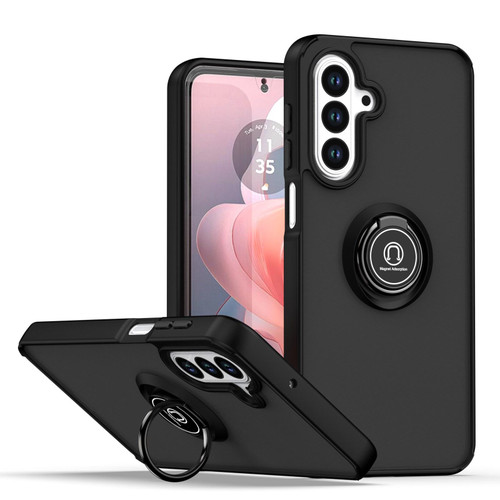 Samsung Galaxy A17 5G Q Shadow 1 Series TPU + PC Phone Case with Ring - Black+Black