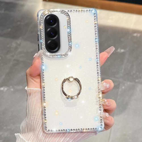 Samsung Galaxy A17 5G Rhinestone Glitter TPU Ring Holder Anti-fall Phone Case - Transparent
