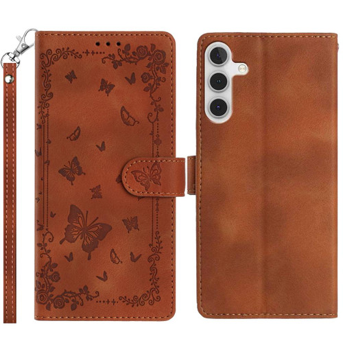 Samsung Galaxy A17 5G Secret Garden Butterfly Pattern Leather Phone Case - Brown