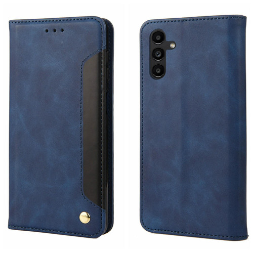 Samsung Galaxy A17 5G Skin Feel Splicing Leather Phone Case - Blue