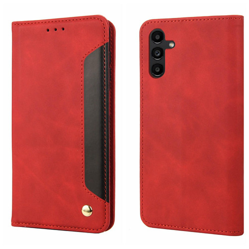 Samsung Galaxy A17 5G Skin Feel Splicing Leather Phone Case - Red