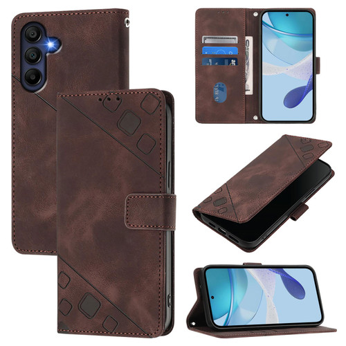 Samsung Galaxy A17 5G Skin-feel Embossed Leather Phone Case - Brown
