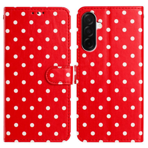 Samsung Galaxy A17 5G Small Dots Pattern Vegan Leather Phone Case - Red