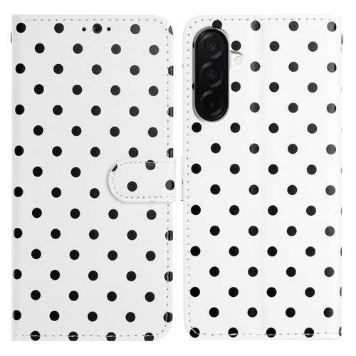 Samsung Galaxy A17 5G Small Dots Pattern Vegan Leather Phone Case - White