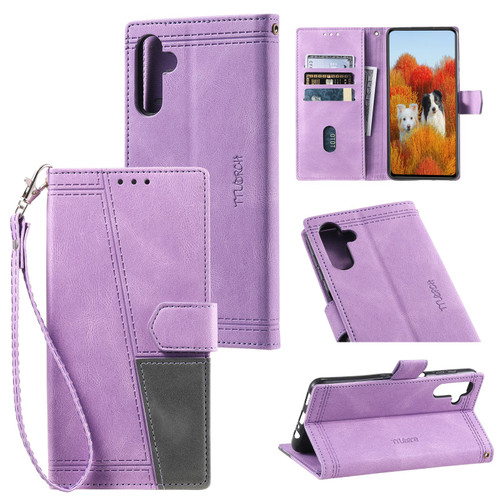 Samsung Galaxy A17 5G TTUDRCH Embossed Line Splicing Leather Phone Case - Purple