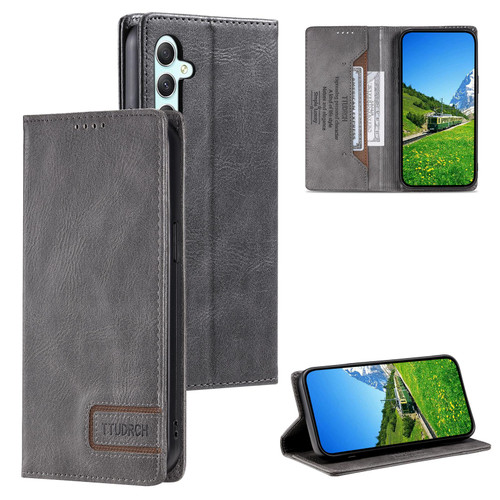 Samsung Galaxy A17 5G TTUDRCH RFID Retro Texture Magnetic Leather Phone Case - Grey