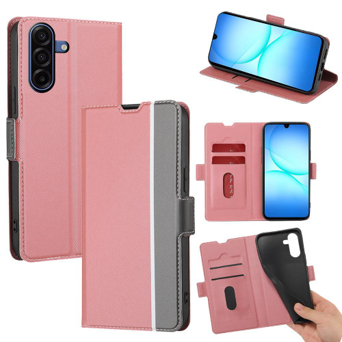 Samsung Galaxy A17 5G Twill Texture Side Button Leather Phone Case - Pink