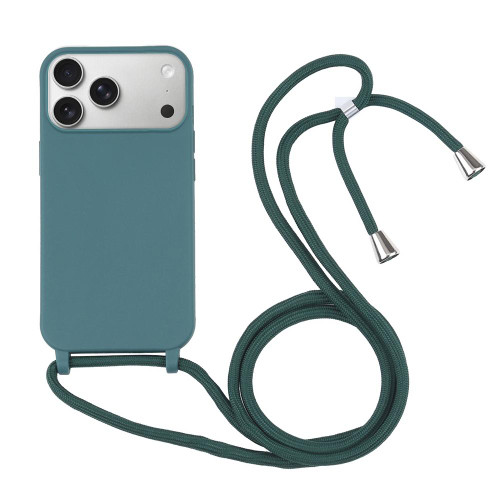 Candy Colors TPU Protective Phone Case with Lanyard iPhone 17 Pro Max - Dark Green