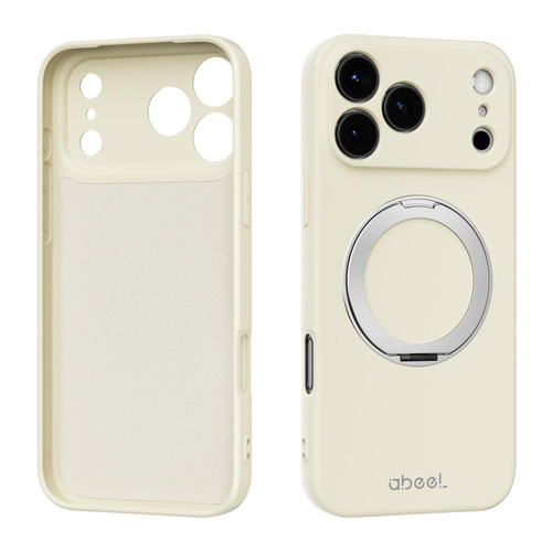 iPhone 17 Pro Max ABEEL Skin-friendly Feel Magnetic Liquid Silicone Phone Case with Holder - Yellow