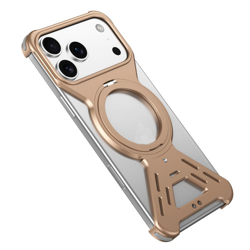 iPhone 17 Pro Max Armor 360 Holder Frameless Alloy MagSafe Phone Case - Desert Gold