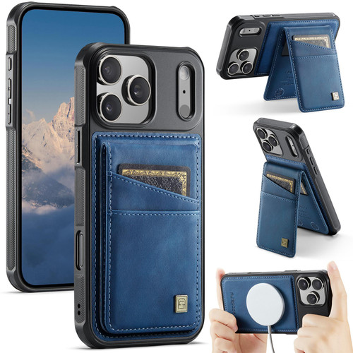 iPhone 17 Pro Max AutSpace A12 MagSafe Magnetic RFID Card Bag Phone Case - Blue