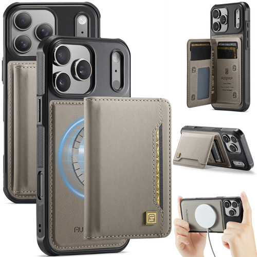 iPhone 17 Pro Max AutSpace A13 MagSafe Magnetic RFID Flip Card Bag Phone Case - Grey