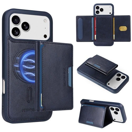 iPhone 17 Pro Max BETOPNICE Horizontal Flip Detachable MagSafe Wallet Phone Case - Blue