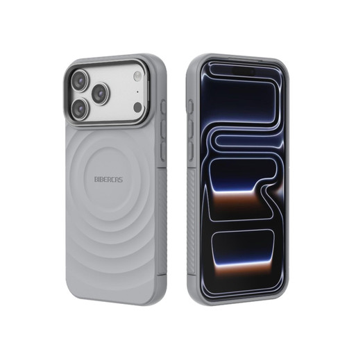 iPhone 17 Pro Max BIBERCAS Wave Texture Magnetic TPU Phone Case - Silver