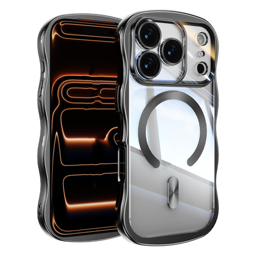 iPhone 17 Pro Max Big Wave Electroplating MagSafe Magnetic Phone Case - Black