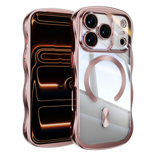 iPhone 17 Pro Max Big Wave Electroplating MagSafe Magnetic Phone Case - Pink
