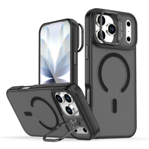 iPhone 17 Pro Max Bright Color Frosted Skin-feel Camera Bracket Magsafe Phone Case - Black