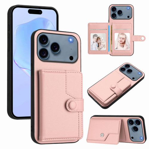 iPhone 17 Pro Max Button Card Bag RFID Anti-theft Phone Case - Pink