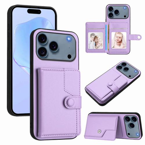 iPhone 17 Pro Max Button Card Bag RFID Anti-theft Phone Case - Purple