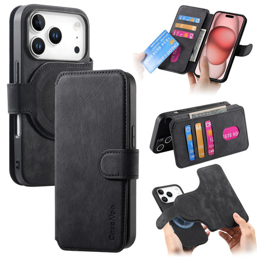 iPhone 17 Pro Max CaseNeo MagSafe RFID Anti-theft Retro Leather Phone Case - Black