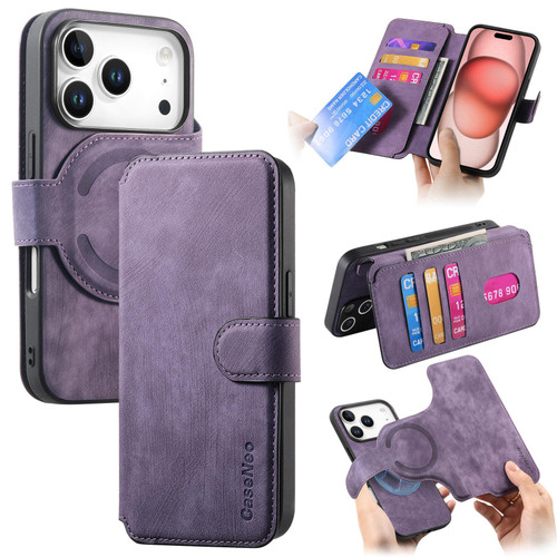iPhone 17 Pro Max CaseNeo MagSafe RFID Anti-theft Retro Leather Phone Case - Purple