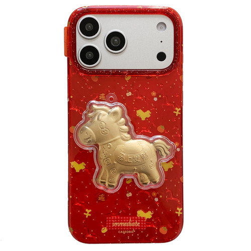 iPhone 17 Pro Max Chinese New Year Traditional Auspicious Motifs PC + TPU Phone Case - Horse
